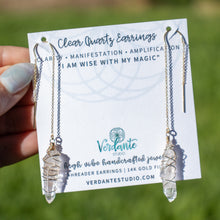 Load image into Gallery viewer, Clear quartz threader earring