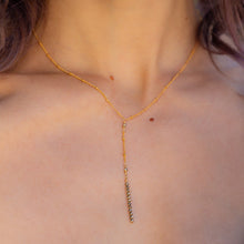 Load image into Gallery viewer, Gold Pyrite Y Lariat Necklace