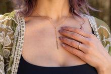 Load image into Gallery viewer, Gold Pyrite Y Lariat Necklace