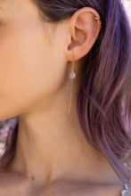 Load image into Gallery viewer, Rainbow Moonstone Gold Threader Earrings