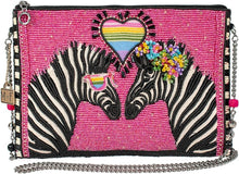 Load image into Gallery viewer, Smitten Zebras Pink Crossbody Clutch Handbag