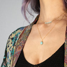 Load image into Gallery viewer, amazonite karma drop necklace | 14k gold filled