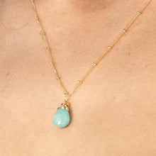 Load image into Gallery viewer, amazonite karma drop necklace | 14k gold filled