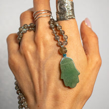 Load image into Gallery viewer, Hamsa Mala Necklace | Labradorite and Jade