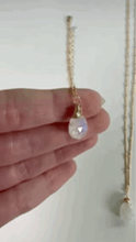 Load image into Gallery viewer, moonstone karma drop necklace