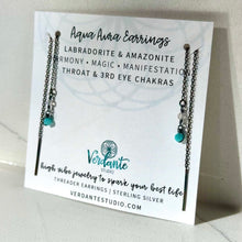 Load image into Gallery viewer, aqua aura threader earring
