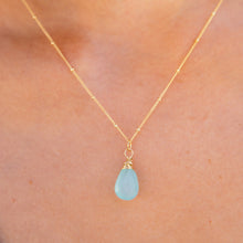 Load image into Gallery viewer, blue chalcedony gemstone necklace 14k gold filled handmade
