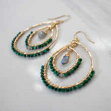 Load image into Gallery viewer, 🌿 Mystic Earth Malachite + Labradorite Boho Earrings