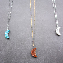 Load image into Gallery viewer, goldstone crescent moon necklace