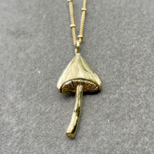 Load image into Gallery viewer, golden mushroom necklace