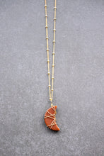 Load image into Gallery viewer, goldstone crescent moon necklace