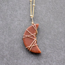 Load image into Gallery viewer, goldstone crescent moon necklace