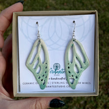 Load image into Gallery viewer, ombré aquamarine ceramic butterfly wing earrings