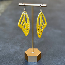 Load image into Gallery viewer, Citrine yellow ceramic butterfly wing earrings