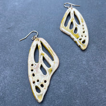 Load image into Gallery viewer, Mellow yellow ceramic butterfly wing earrings