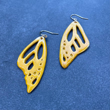 Load image into Gallery viewer, Citrine yellow ceramic butterfly wing earrings