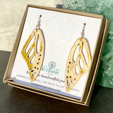 Load image into Gallery viewer, Mellow yellow ceramic butterfly wing earrings