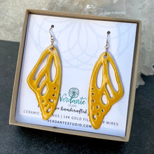 Load image into Gallery viewer, Citrine yellow ceramic butterfly wing earrings