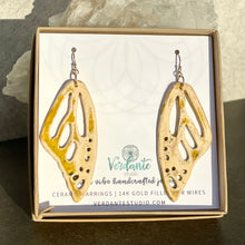 Load image into Gallery viewer, Mellow yellow ceramic butterfly wing earrings