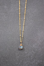 Load image into Gallery viewer, dainty labradorite karma drop necklace | gold

