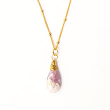 Load image into Gallery viewer, lavender rose quartz gemstone necklace 14k gold filled sterling silver handmade