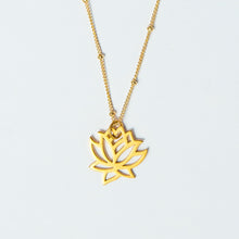 Load image into Gallery viewer, little lotus necklace gold filled 14k heavy plated sterling silver