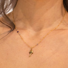 Load image into Gallery viewer, golden mini mushroom necklace
