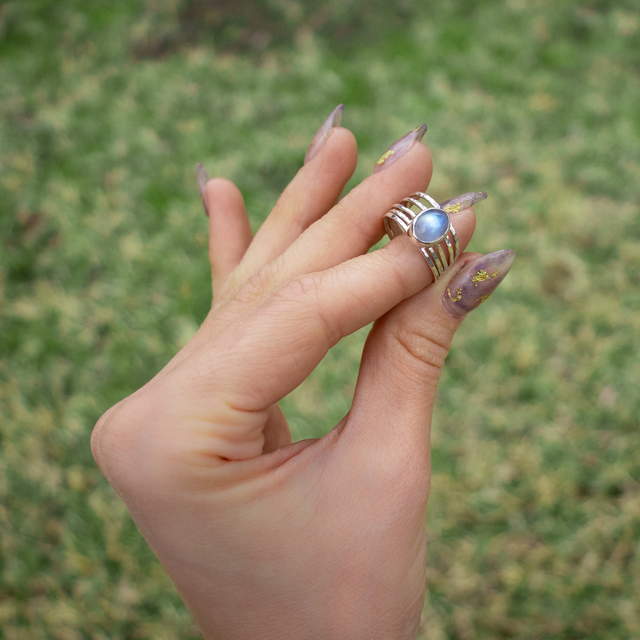 Top Moonstone Mushroom Ring in Sterling Silver Stackable Ring