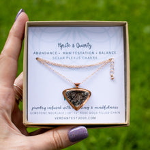 Load image into Gallery viewer, "pick abundance" pyrite guitar pick necklace