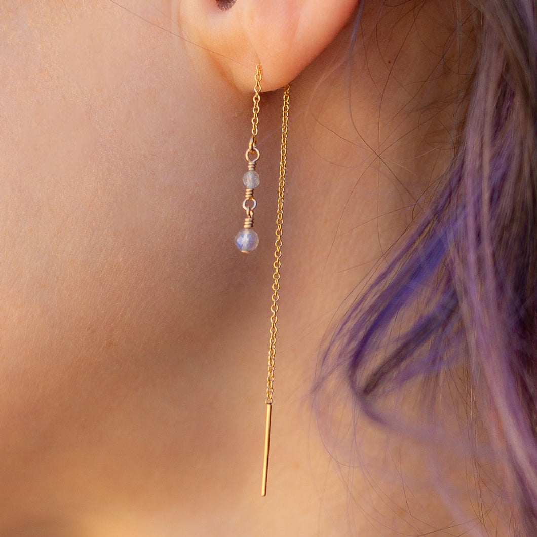 Labradorite Threader Earrings