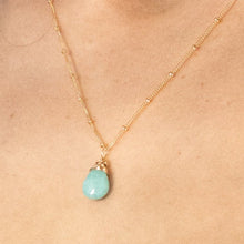 Load image into Gallery viewer, amazonite karma drop necklace | 14k gold filled
