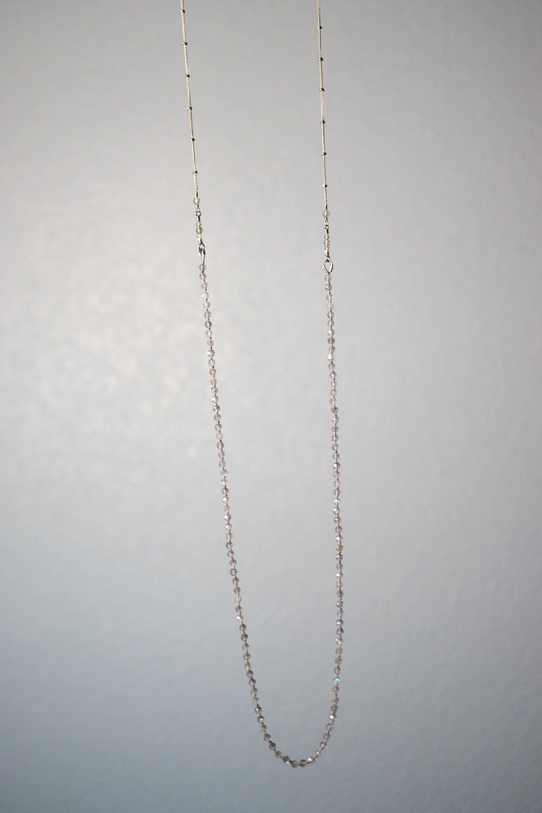 lavender labradorite knotted loop necklace | sterling silver