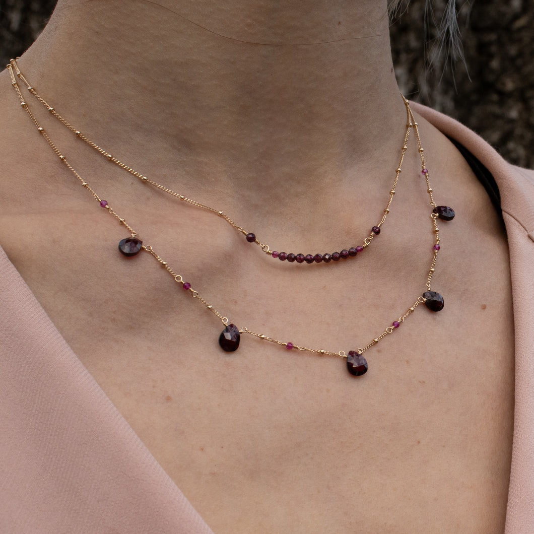 red garnet necklace set