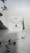 Load and play video in Gallery viewer, dainty amethyst karma drop necklace | rose gold with amethyst embellished chain
