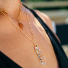 Load image into Gallery viewer, Clear quartz crystal wrapped gemstone 14k gold filled handmade

