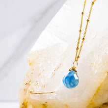 Load image into Gallery viewer, blue chalcedony karma drop necklace
