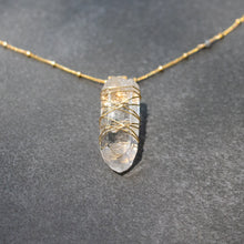Load image into Gallery viewer, golden radiance clear quartz crystal wrap necklace
