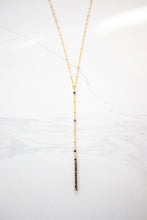 Load image into Gallery viewer, deep golden pyrite Y lariat necklace
