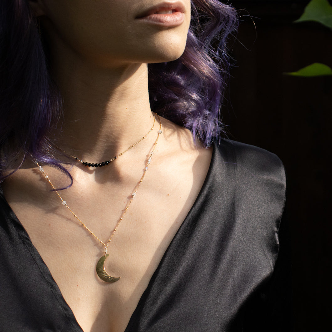 golden moon + moonstone necklace