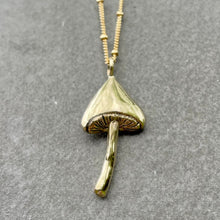 Load image into Gallery viewer, golden mushroom necklace
