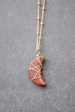 Load image into Gallery viewer, goldstone crescent moon necklace

