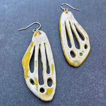 Load image into Gallery viewer, Mellow yellow ceramic moth wing earrings
