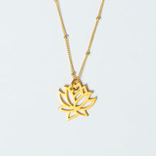 Load image into Gallery viewer, little lotus necklace gold filled 14k heavy plated sterling silver
