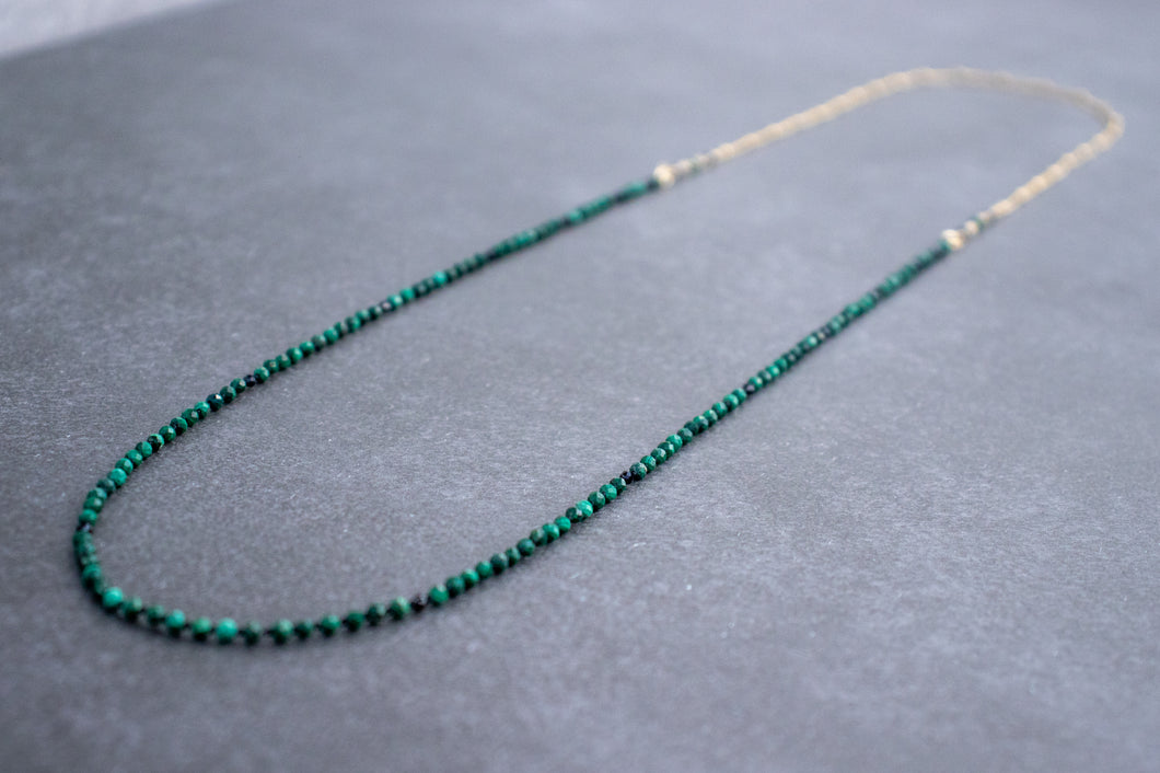 Malachite Infinite Loop Necklace | 14k Gold Filled