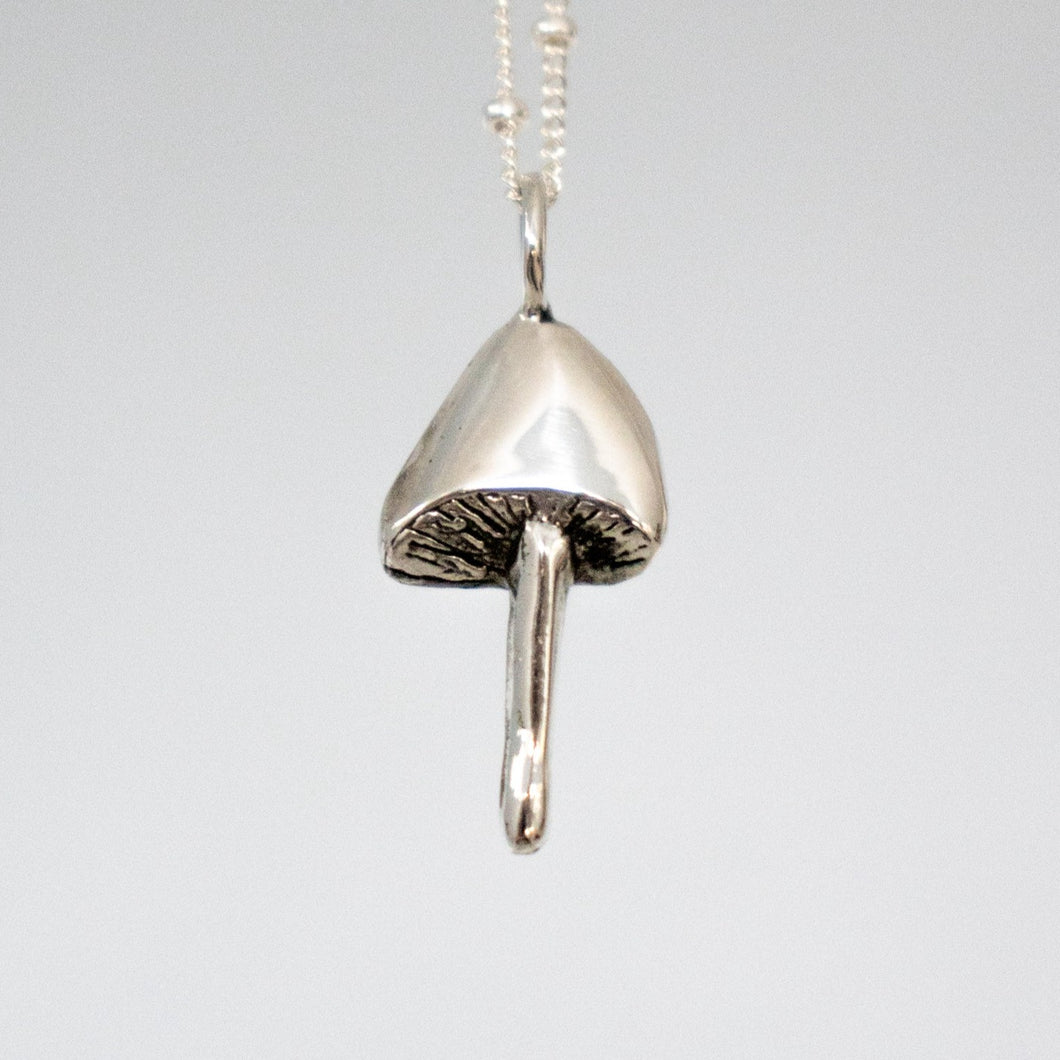 silver midi mushroom necklace