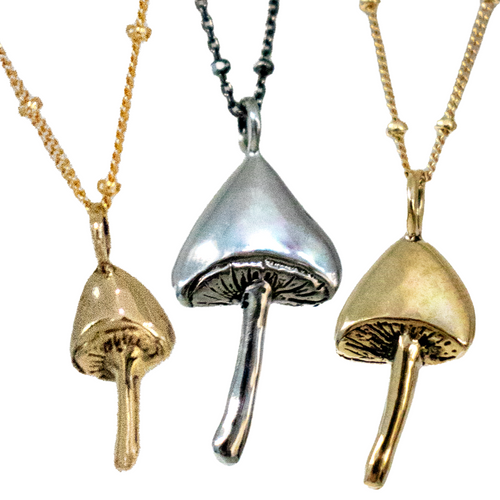 Buy Real Mushroom Necklace, Fungi Jewellery, Mycelium, Forest, Moorland Mushroom  Gold Plated or 14k Gold Filled Chain. Personalisation. Online in India -  Etsy