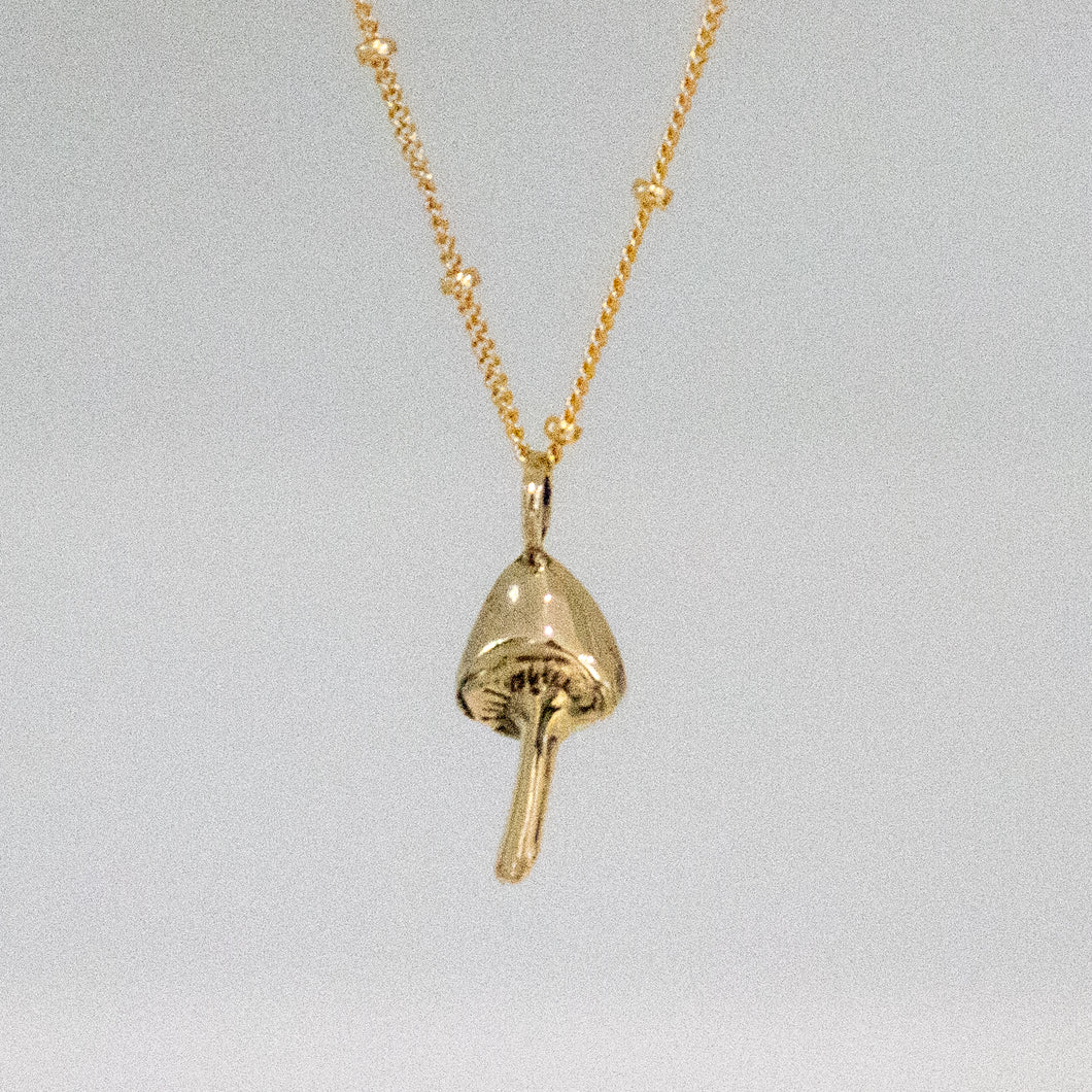 golden mini mushroom necklace