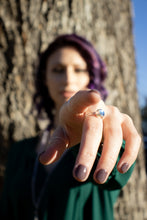 Load image into Gallery viewer, magic moonstone + silver stacking ring set
