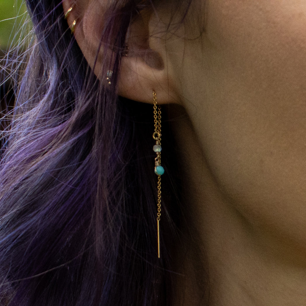 aqua aura threader earring