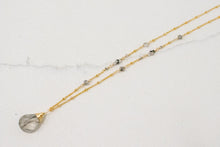 Load image into Gallery viewer, black rutilated quartz karma drop necklace
